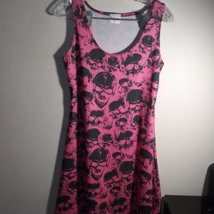 Pink and black skull racerback dress